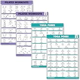 Palace Learning 4 Pack - Pilates Workout Volume 1 &amp; 2 + Yoga Poses Volume 1 &amp; 2 - Exercise Poster Set