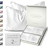 SUNDAYSILKS™ Silk Pillow Cases 2 PACK | 22 Momme Mulberry Silk Pillowcase Set of 2 | Standard Queen, King Size | All Sides 10