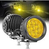 ACEC SHOP Amber Round LED Pods 2PCS 54W 3.5 Inch Yellow Pod Lights Round LED Offroad Light Flood Light Bars Yellow Fog Lights for Wrangler Truck Tacoma SUV UTV ATV