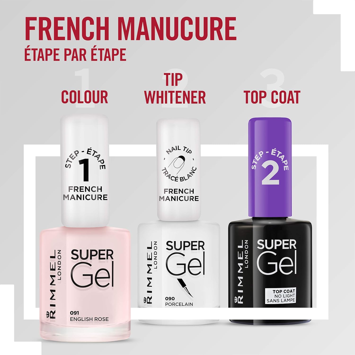Rimmel London Super Gel French Manicure Nail Polish, 91 English Rose, 12 ml - Image 5