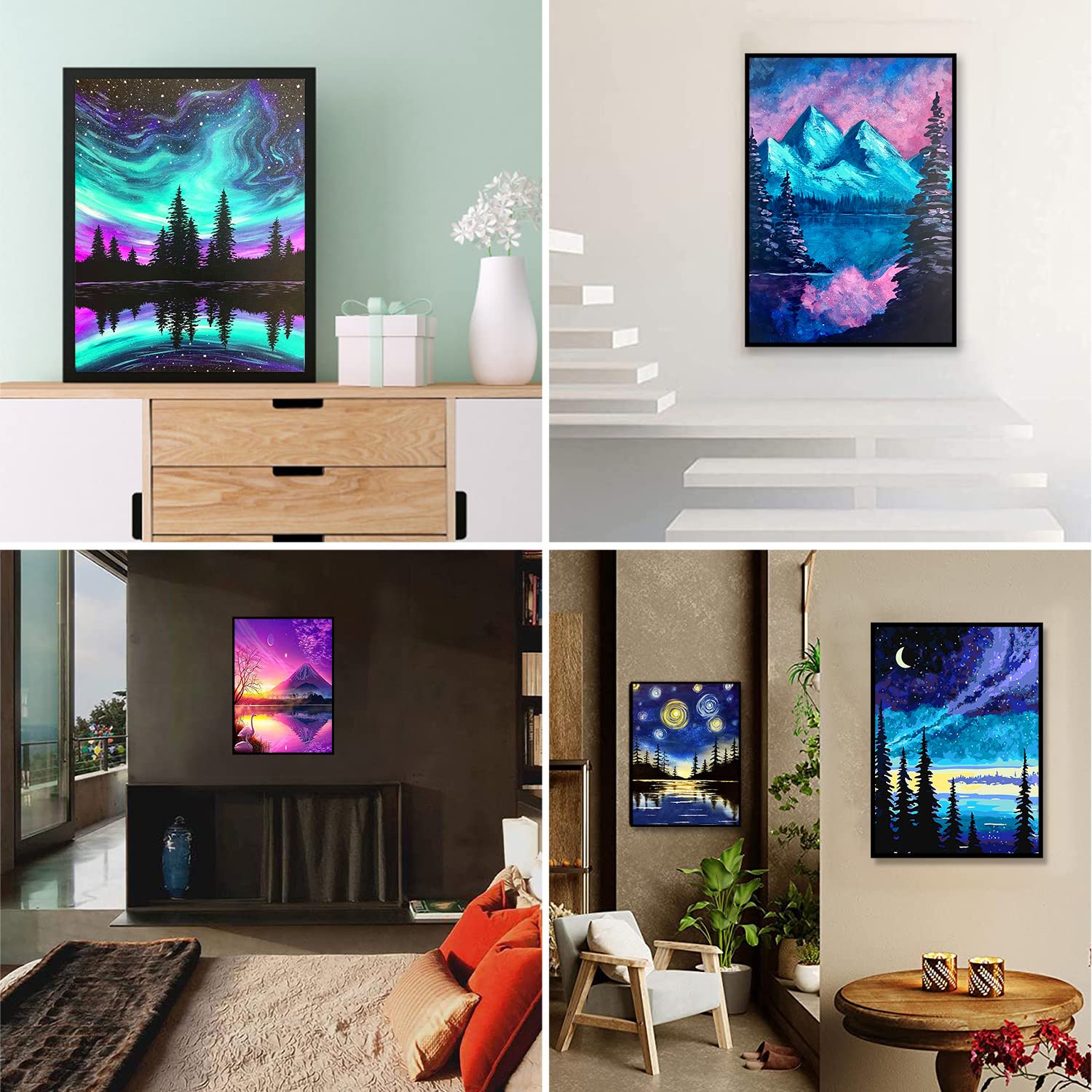 TINY FUN 12 Pack Diamond Painting Kits for Adults 5D Diamond Art Kit Paint by Number for Beginners, DIY Paint with Round Full Drill Diamonds Paintings Gem Art for Home Wall Decor Gift (12X16 Inch