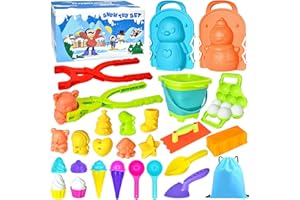 Aclarastra Snow Toys for Toddlers Kids - Outdoor Winter Toy for Kids Ages 3-5 4-8-12, Snow Ball Maker for Kids, Star Heart Shaped Snowball Makers, Snowman Penguin Snow Mold, Snow Fort Snow Brick Kit