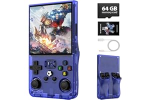 XISKT R36MAX Retro Handheld Game Console,64GB Open Source System Support 30+ Emulator Console,4.0 Inch IPS Screen Retro Gaming Console,4000mAh Battery,Portable Video Game Console for Christmas (Blue)