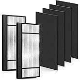 2 HEPA + 4 Carbon Filter, Compatible with Honeywell H Filter, HEPA Replacement Filters H Compatible with Honeywell HRF-H1 HRF-H2 Fits Model HPA050, HPA150, HPA060, HPA160, HHT055, HHT155 Series