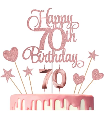 70th Birthday Plates – Luxury White & Rose Gold Foil, Age 70, Sparkle Finish, Pack Of 10