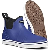 TerraTrax Men's Waterproof Deck Boots, Short Ankle Rain Boots for Fishing, Farming & Mud - Anti-Slip Neoprene Slip On Shoes for Garden, Slush & Boat Deck