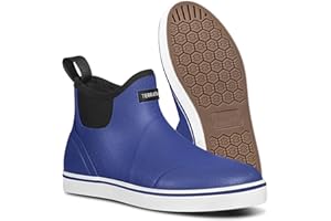 TerraTrax Men's Waterproof Deck Rain Boots - Anti-Slip Rubber Ankle Boots for men, ideal for Fishing and Boating, All-Season