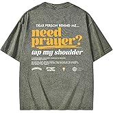 Graphic Tees Summer Women Men Cotton Novelty Oversized Crew Neck Prayer in Bible Christian Washed T-Shirt