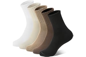 Guiqulai 5 Pairs Women's Hiking Socks 5 Colors Breathable and Soft Crew Socks Cotton and Lightweight Stocking for Hiking, Wal