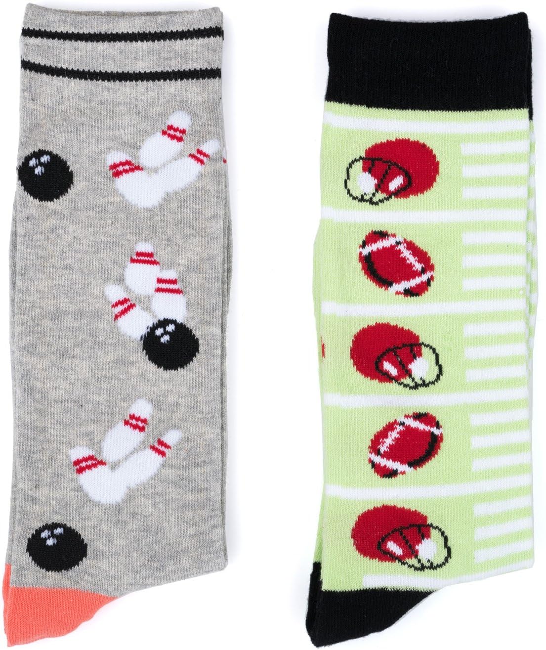 Seasons XYZ Mens Novelty Trouser Socks 2 Pair Set - Choose Prints (Football & Bowling)