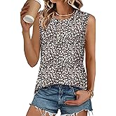 LOMON Tank Top for Women Crew Neck Sleeveless Loose Fit Button Casual Tee Shirts Summer Fashion 2026 Tunic Tops Blouses