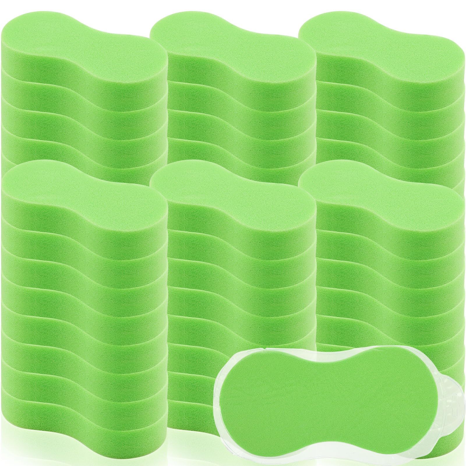 Photo 1 of Vesici 48 Pack Large Sponges Bulk Multi-Purpose Extra Large Sponge for Washing Cars Field Day Water Games Household Cleaning Car Boat Bike Kitchen Bathroom Vacuum Compressed Packing (Bright Green)
