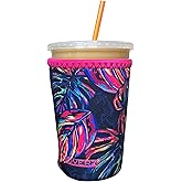 Koverz Iced Coffee Sleeve, Insulated Neoprene Cup Sleeve, Fits a 24 Oz. Coffee Cup, Washable and Reusable, Iced Coffee Accessories, Medium Tropics