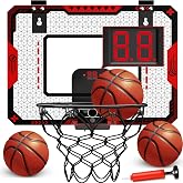 Mini Basketball Hoop for Kids, Over The Door Indoor Basketball Hoops, Red | Basketball Toys with LED Light, Scoreboard &amp; 3 Balls, Christmas Birthday Gift for 5 6 7 8 9 10 11 12 Year Old Boys Girls