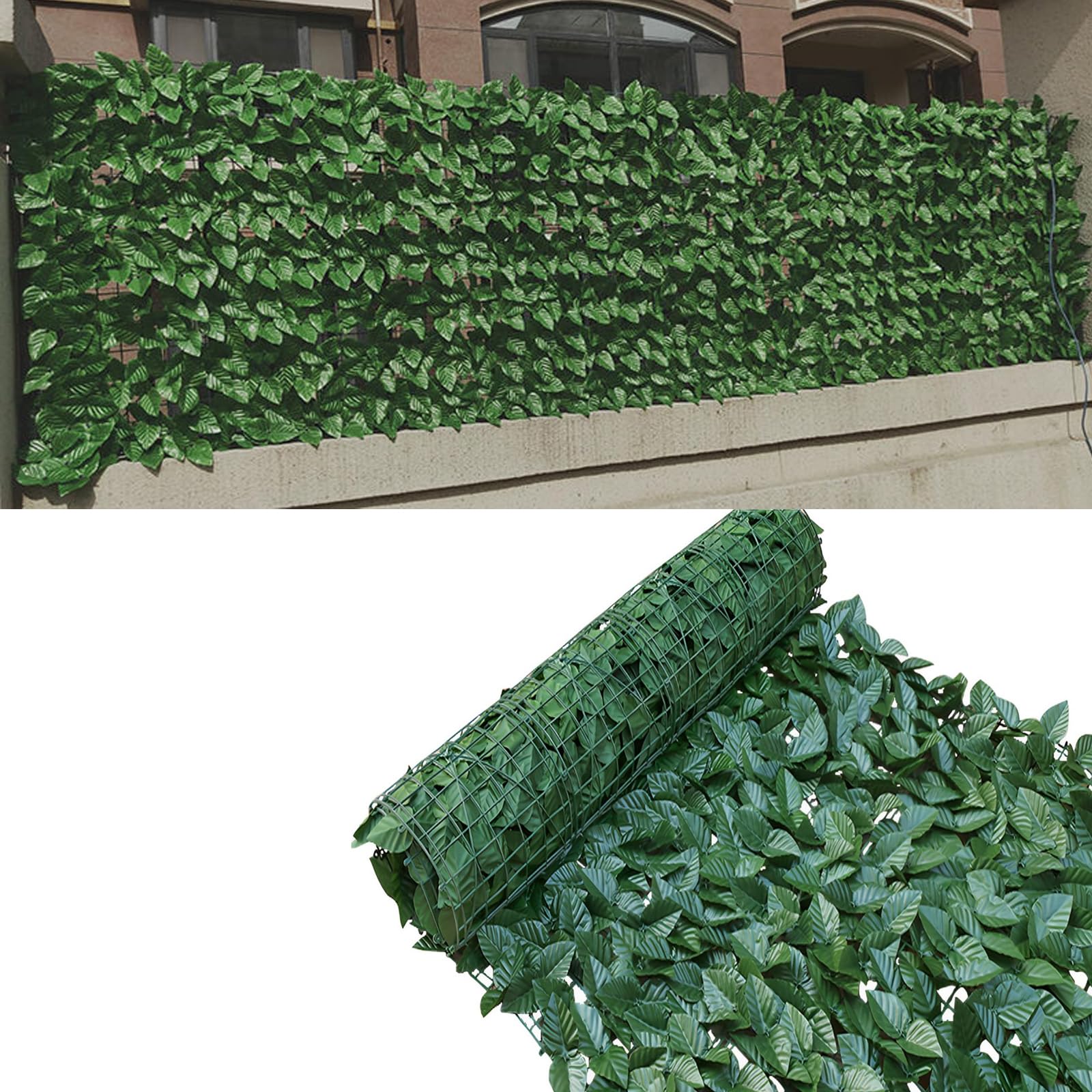 Artificial Ivy Fence Screening 3x1m, Expandable Ivy Trellis Screening Roll Fake Trellis for Balcony Garden Grass Wall Panels Outdoor Indoor Home Decor, Dark Green