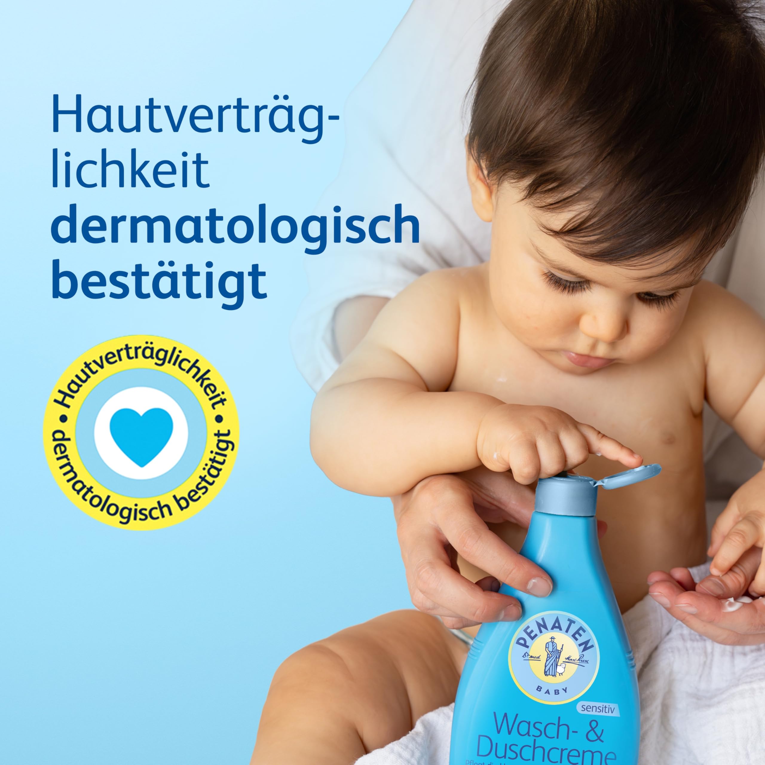 Penaten Wasch- & Duschcreme mildes Baby Duschgel & Baby Shampoo ohne Parabene & Farbstoffe speziell für Neugeborene entwickelt,400ml 5