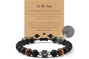 YELUWA Son Gifts from Mom, To My Son Bracelet from Mom, Men Bracelet, Year Old Boy Gift for Birthday, Valentines day Gift for