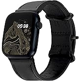 CARTERJETT Genuine Leather Band Compatible with Apple Watch 42mm 41mm 40mm - Men Women - Watch Band for iWatch Series 10 & All Models (Black)