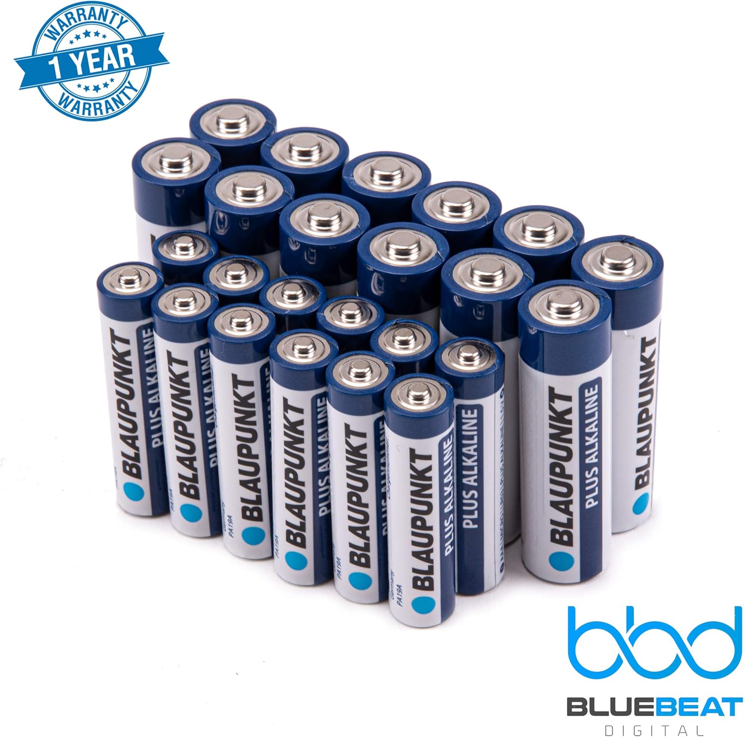 [Pack of 24] Blaupunkt Combo AA and AAA Performance Alkaline 1.5 Volt Batteries | Long Lasting All-Purpose High Capacity Battery for Household and Business Use: Home Audio & Theater