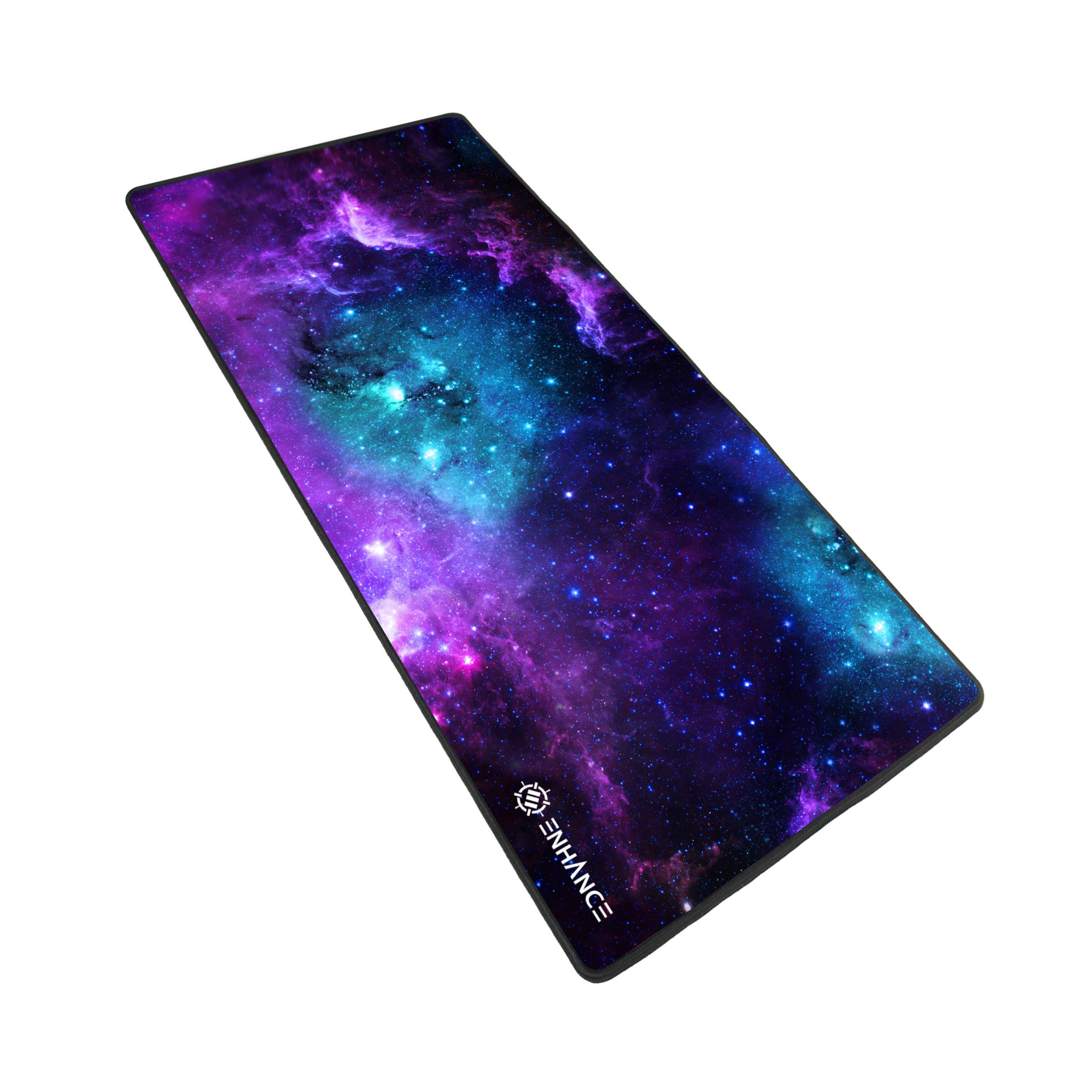 ENHANCE Extended Gaming Mouse Pad, XL Mouse Mat, Desk Accessories - Anti-Fray Stitching and Low-Friction Tracking Surface, Non-Slip Backing for Professional eSports - Dimensions: 80 x 32.5 cm - Galaxy