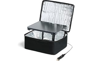 HOTLOGIC Mini Portable Electric Lunch Box Food Heater - Innovative Food Warmer and Heated Lunch Box for Adults Car/Home - Easily Cook, Reheat, and Keep Your Food Warm - Black (12V)