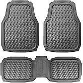 CAR PASS Heavy Duty Charcoal Gray Rubber Car Floor Mats Univeraal Fit, Deep Dish All-Weather Floor Mat for Car, Waterproof Durable Anti-Slip Trim to Fit for SUV Truck Sedan, 3 Piece Full Set Dark Gray