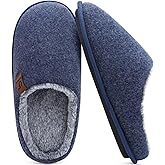 COFACE Mens House Slippers Memory Foam Slipper, Dark Blue Size 9