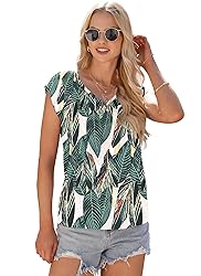 AUSELILY Womens Cap Sleeve T-Shirt Casual Loose Fit