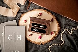 MUUJEE Quad Walnut Wood Ring Box - Ring Storage for