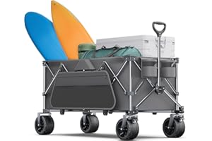 EVERYFUN 440Lbs Collapsible Wagon Cart,Beach Wagon with Big Wheels,Utility Wagons with Weight Capacity,Heavy Duty Wagon with Excellent Steering,Lounge Wagon Ideal for Camping,Gargen,Transport,Outdoor Sports