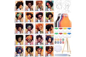 Sherr 140 Pcs 20 Set Pre Drawn Canvas Kit for Painting Craft Sip and Paint Kit for Adults Pre Printed Canvas Painting Favor for Virtual DIY Birthday Gifts Adult's Date Party(Elegant Lady)