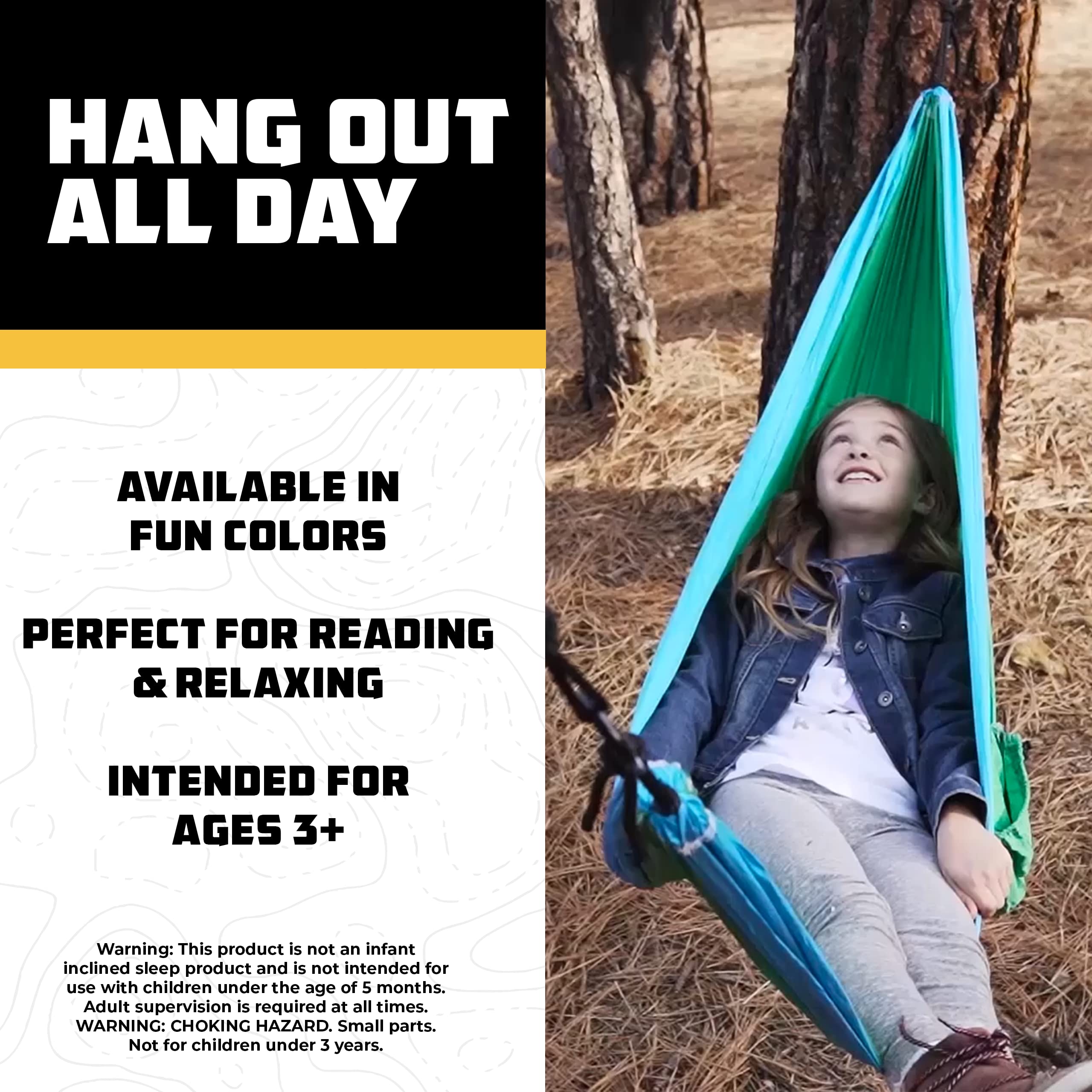 Hammock Camping Olet Kid or Dog & Gear Sling Hammock - Best Quality for Outdoor Travel or Just Fun! Portable Lightweight Parachute Nylon Hammock - 3 Colors!