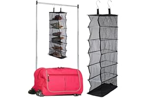 Aliceset 6-shelf Hanging Shoe Organizer for Dance Bags, Collapsible Hanging Shoe Rack with Transparent Shelves and Mesh Sides, Travel Backstage Accessories, Dance Bag Accessories