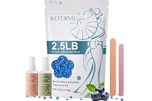 KOTAMU Wax Beads, 2.5lb Hard Wax for Bikini Brazilian Sensitive Skin Facial Leg Body Waxing, Professional Waxing Beads Target Coarse Hair Removal, Blue Wax Beans for Women Men at Home & Salon Use