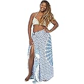 Back From Bali Womens Plus Size Sarong Swimsuit Cover Up Peacock Beach Wear Bikini Wrap Skirt with Coconut Clip