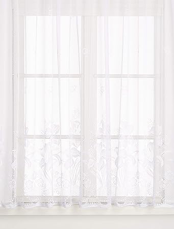 Gardine Vorhang Jacquard Store mit Bleiband für schönen Fall weiß schönes Blumenmuster allover mit Kräuselband / Universalsch