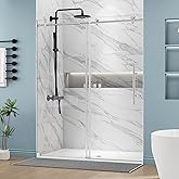 DELAVIN 60" W x 72" H Frameless Shower Door, SGCC Tempered Clear Glass Sliding Shower Door with Explosion-Proof Film, Stainle