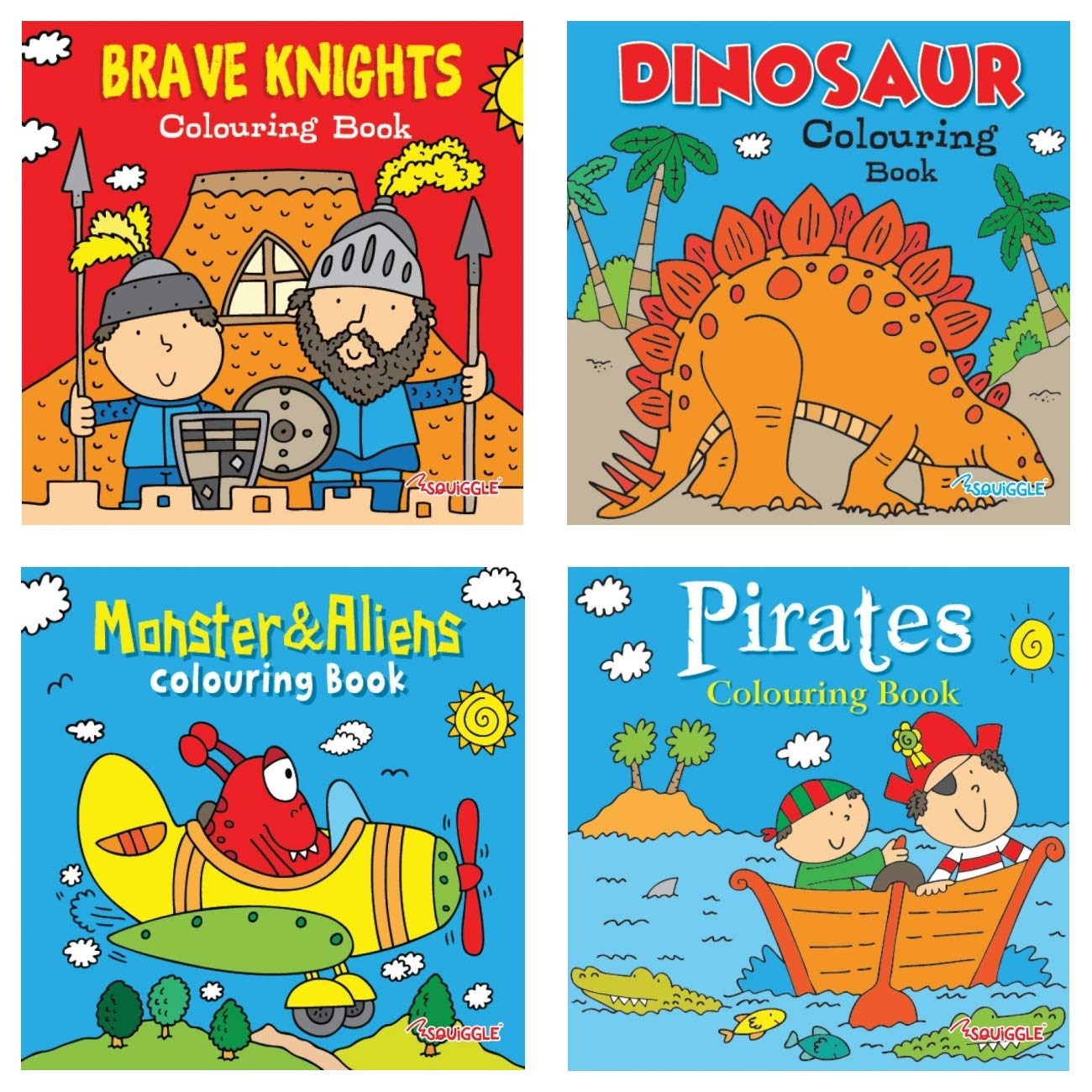 Anilas Boys Dinosaur, Brave Knight, Pirates, Monster & Aliens Colouring Books (Perfect for Boys Ages 3-8)
