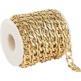 YOUBEIYEE 16.4 Feet Gold Chain for Jewelry Making, Lightweight Gold Plated Aluminum Curb Chain Handmade Decorative Craft Chain