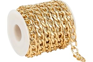 YOUBEIYEE 16.4 Feet Gold Chain for Jewelry Making, Lightweight Gold Plated Aluminum Curb Chain Handmade Decorative Craft Chain