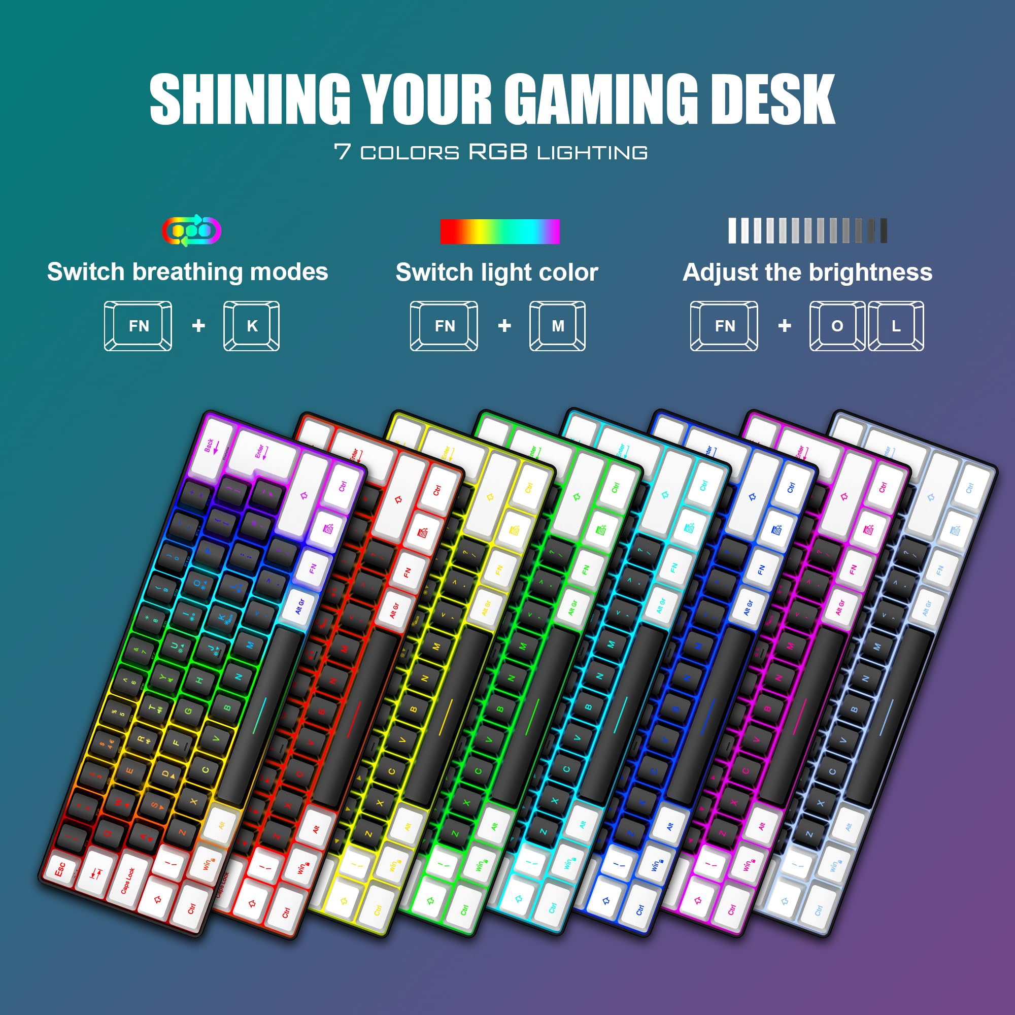 Redthunder 60% Rgb Gaming Keyboard Combo - Honeycomb Shell Gaming Mouse Showing Lightweight Perforated Design And Rgb Lighting