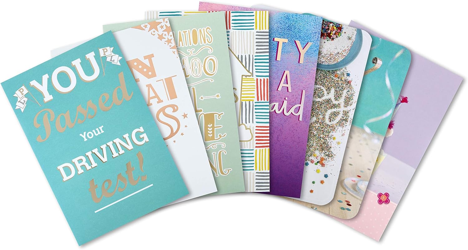 Congratulatory Card Bundle from Hallmark - 8 Cards in 8 Designs, Multicolour