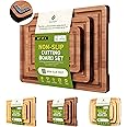 3 Packs Bamboo Cutting Board Set with Non Slip Feet and Over Sink Nice Solid Thick Wood Juice Groove Chopping Board Extra Large Big Small Best Hardwood Kitchen Counter Organic Vegetable Meat BBQ Kit