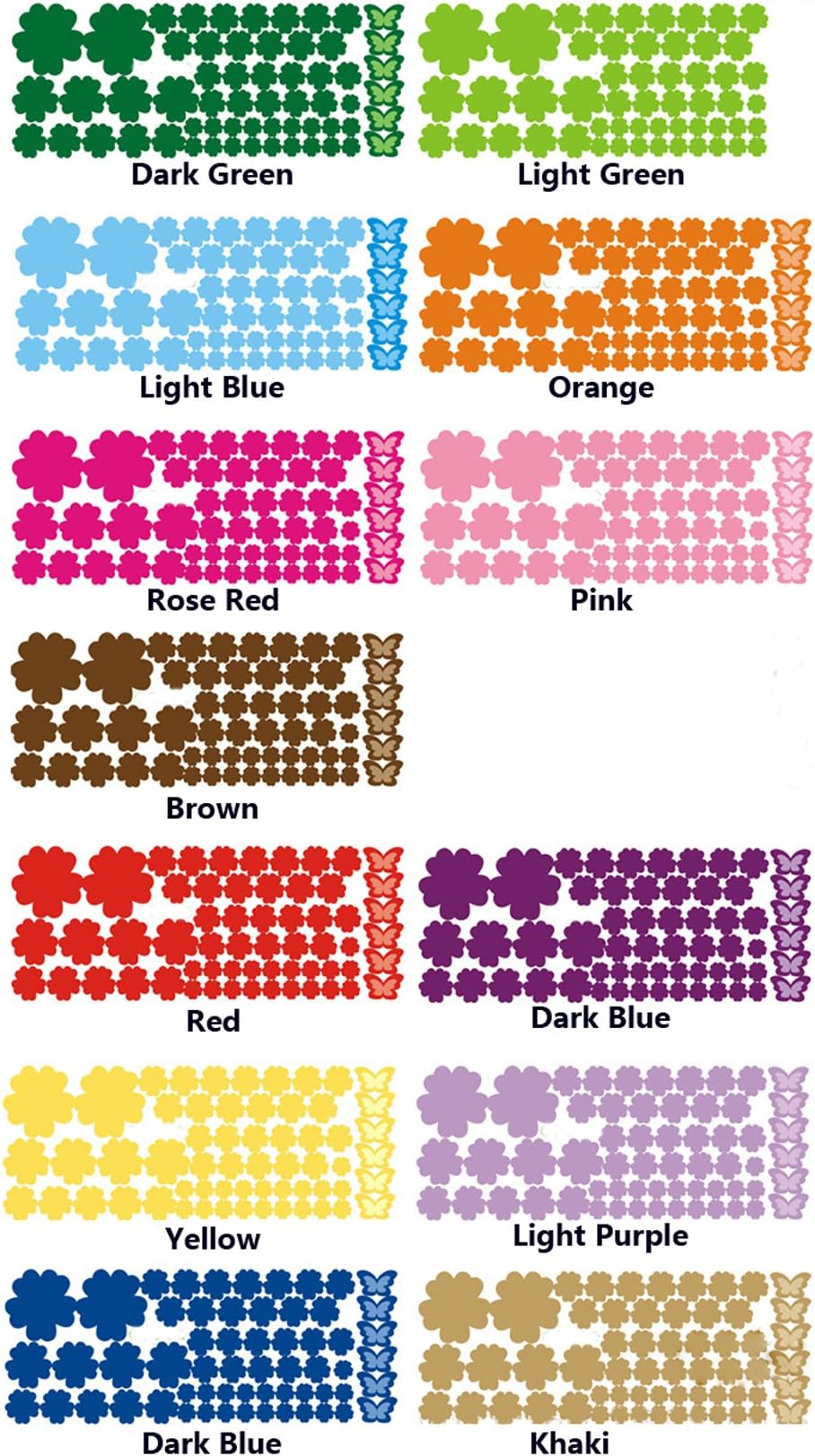 ufengke 108-Piece Small Flowers and Butterflies DIY Wall Decals, Living Room Bedroom Removable Wall Stickers Murals, Yellow