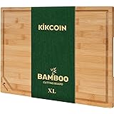 Bamboo Cutting Boards for Kitchen, Extra Large Wood Cutting Board with Deep Juice Groove and Handle Heavy Duty Chopping board