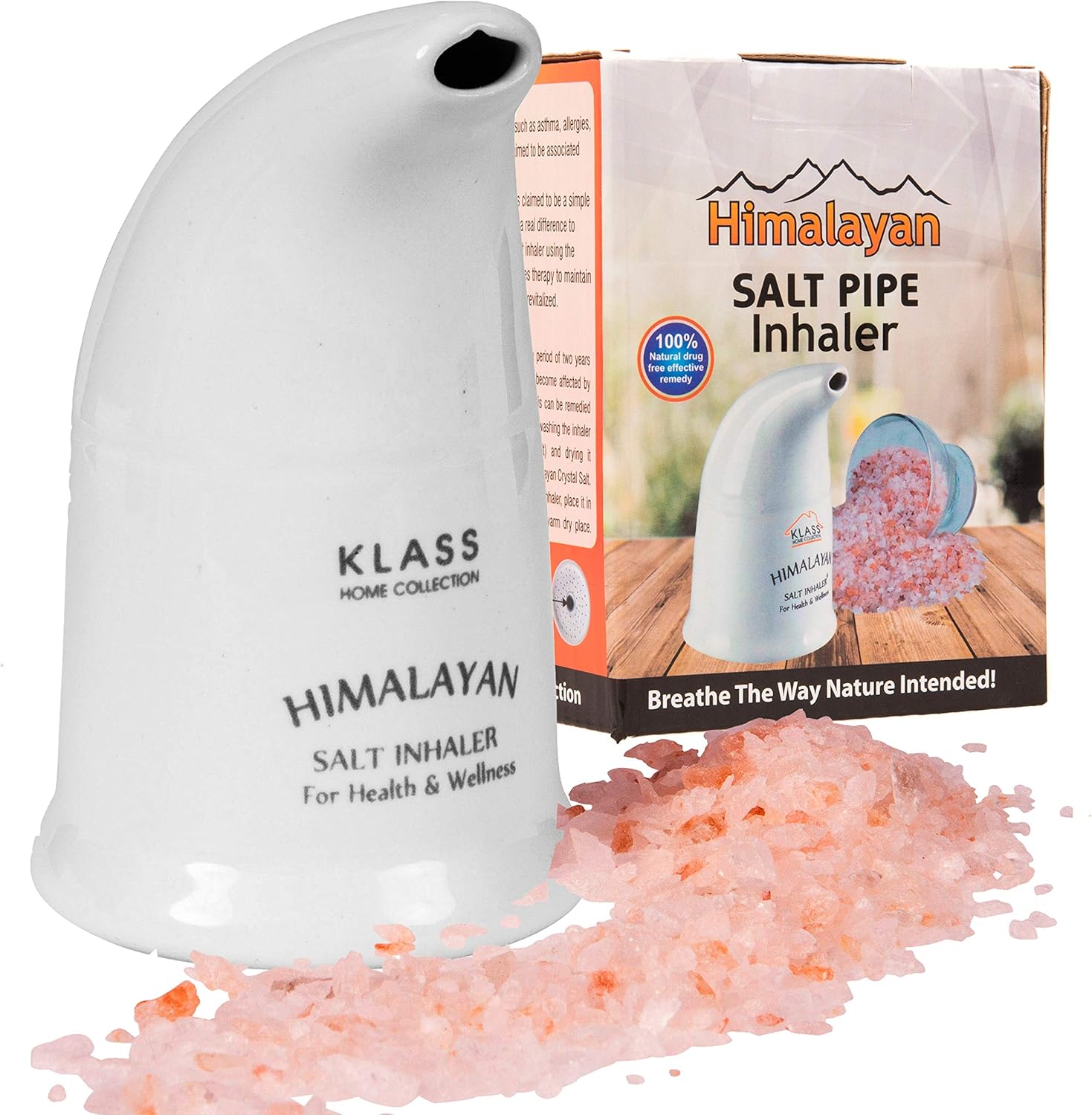 Original Himalayan Salt Pipe Ceramic Inhaler/Pocket Size Inhaler Filled with 100 Pure Himalayan
