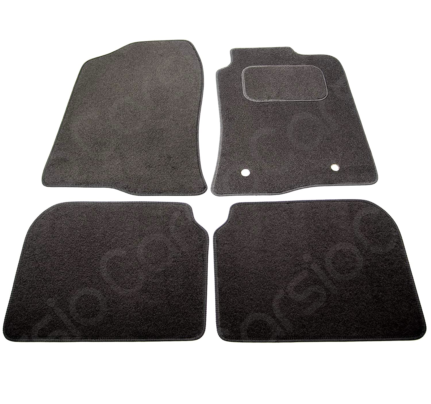 Carsio Carpet Car Mats For Toyota Avensis 2003 to 2009 4 Piece Set With 2 Clips Tailored Fit Floor Mat Complete Accessory Black Custom Fitted - All Weather, Anti-Slip Backing & Black Trim