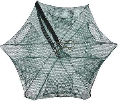 Amazon Yunnyp エビ漁網 6穴 ワンタッチネット 玉網 魚捕り網かご 釣り 海 漁具 魚網 軽量 コンパクト収納 折り畳み式 エビ カニ 魚など ばっちり捕獲 Yunnyp 波止釣り用ウキ