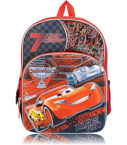 19 20 3d cars school bag mcqueen printing backpack kid Fast Forward Lightning Kids - 16 Inch Bookbag Preschool Elementary Backpack for Girls & Boys, Cars Red The backpack features a dynamic vinyl puffed 3 Disney Cars Backpack for Toddlers