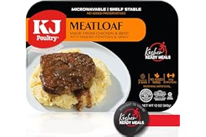 KJ Poultry Kosher Ready Meals - Meatloaf & Mashed Potato, MRE Meals Ready to Eat (1 Pack) Prepared Entree Fully Cooked, Shelf Stable Microwave Dinner Travel, Military, Camping, Emergency Survival